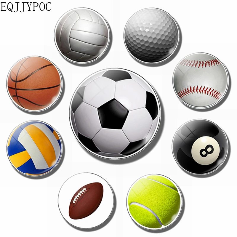 

Football fridge magnet Basketball tennis rugby volleyball golf 30MM refrigerator magnets motion fridge sticker Home Decor Gifts