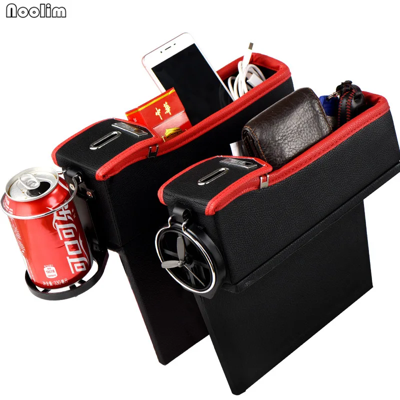 

NOOLIM Car Seat Crevice Storage Box Cup Drink Holder Organizer Auto Gap Pocket Box For Phone Pad Card Coin Case Accessories