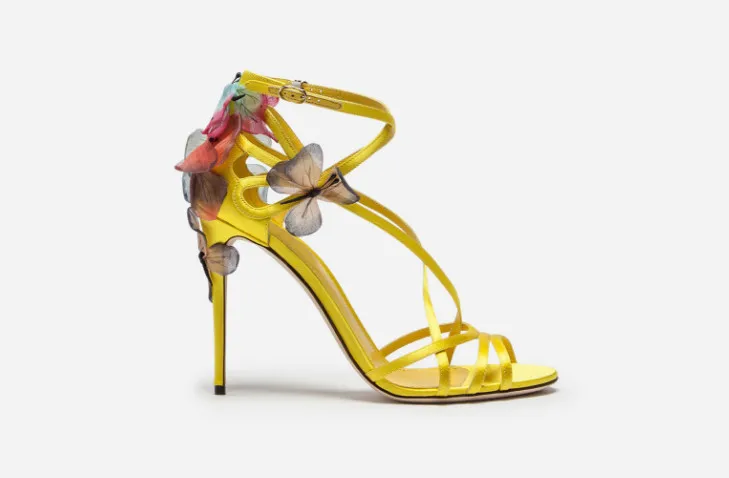 

Summer Women Fashion New Style Buckle Strap Ankle Strap High Heel Yellow Bowtie Sandals Ladies Mixed Color Casual Sandals