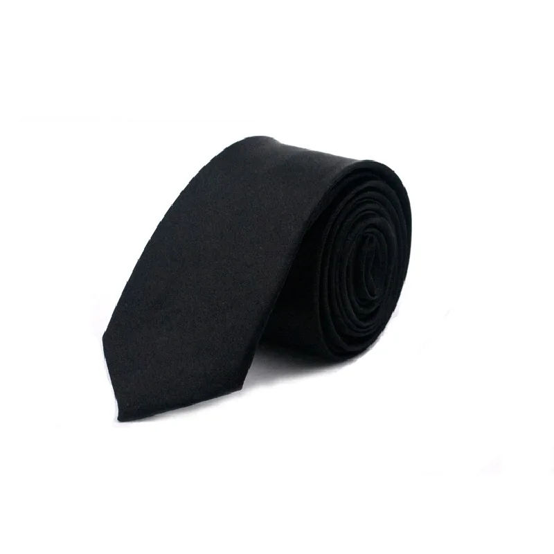 HOOYI мужской тонкий галстук сплошной цвет королевский синий галстук-бабочка полиэстер дешевый узкий галстук 5 см ширина 36 цветов - Цвет: Черный
