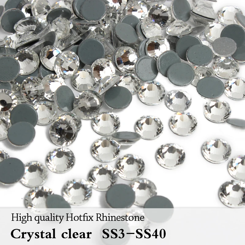 

A++ High quality Hotfix Rhinestones SS3-SS40 Crystal clear Strass and stones for Garment Bags Shoes free shipping