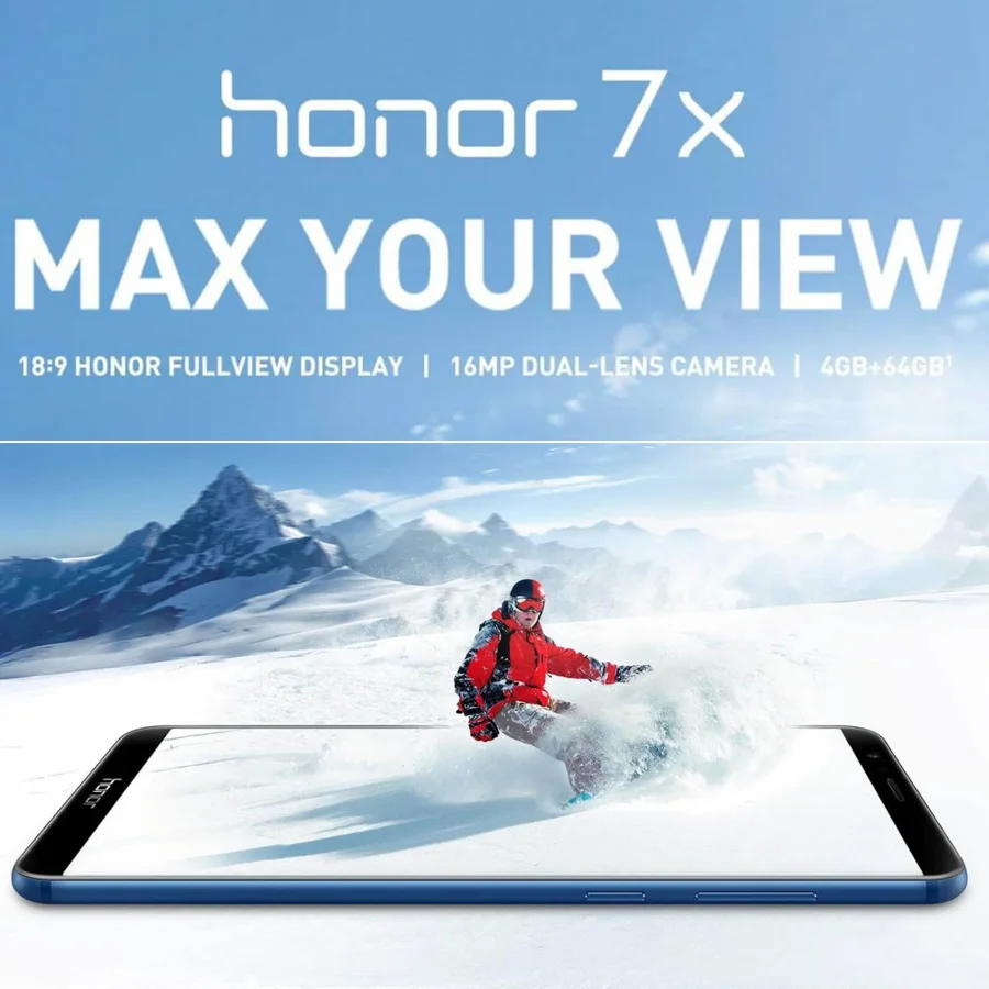 Новый мобильный телефон Honor 7x4G LTE 5 93 дюймов 4 Гб ОЗУ 32 ПЗУ Восьмиядерный процессор