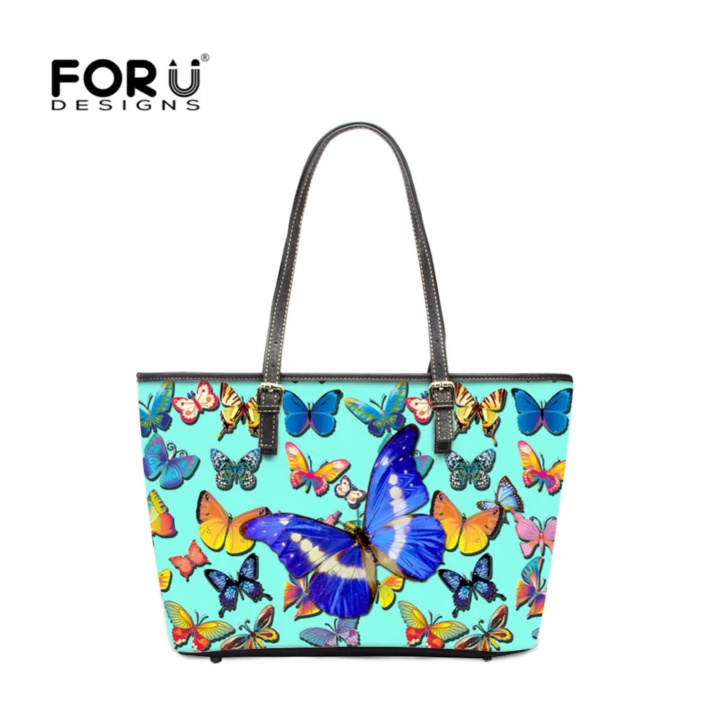 

FORUDESIGNS Fashion Butterfly Designer Women PU Leather Handbags Brands Ladies Large Woman Tote Shoulder Beach Bags bolsos mujer