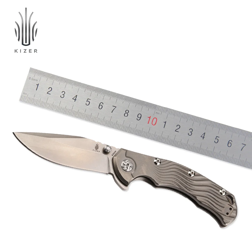 Kizer tactical knife for camping KI4456A1 titanium handle ball bearing