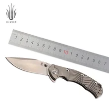 Kizer tactical knife for camping titanium handle ball bearing two way flipper knife high quality hand tool : image Kizer tactical knife for camping titanium handle ball bearing two way flipper knife high quality hand tool