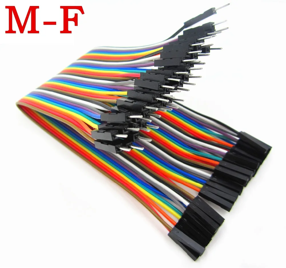 40pcs in Row Dupont Cable 20cm 2.54mm 1pin 1p 1p male to FeMale jumper