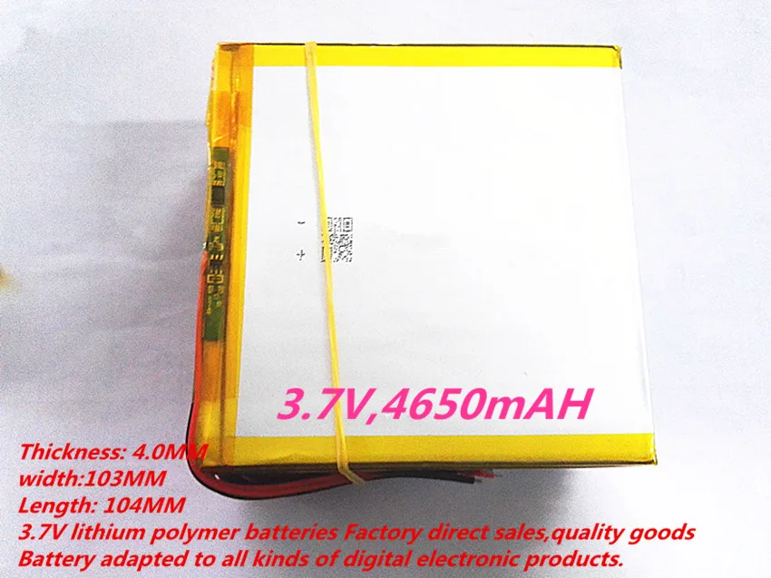 

1PCS free shipping Tablet pc 3.7V,4650mAH (polymer lithium ion battery) Li-ion battery for tablet pc 10 inch 40103104