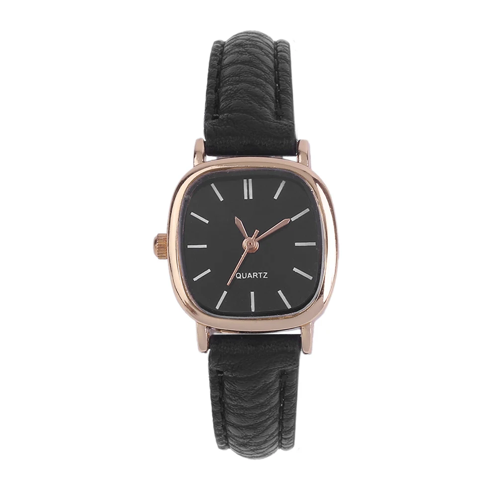 Vintage Round SHape Small Dial Wrist Watch Women Lady PU Leather