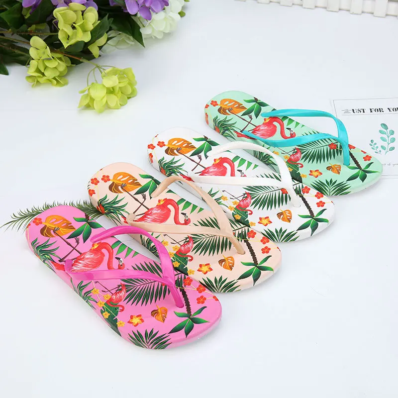 

Summer Beach Lady Sandals Flip Flops Slippers Flamingo Pattern Slides Ladies Slippers Flat zapatillas mujer Home Shoes