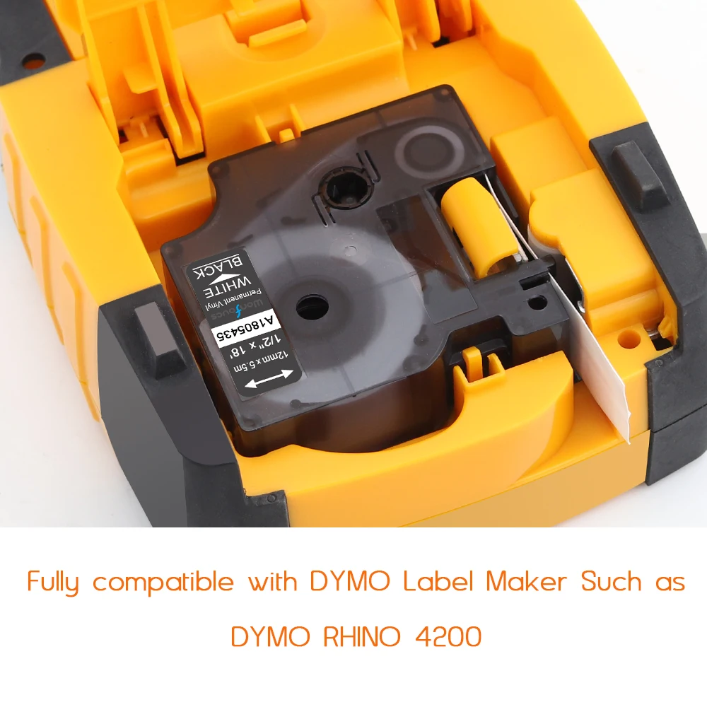 Dymo Industrial Heat-Shrink Tubes Compatible 18055 1pcs Cable Label For Label Makers Rhino Pro 5000 Black On White Ribbons