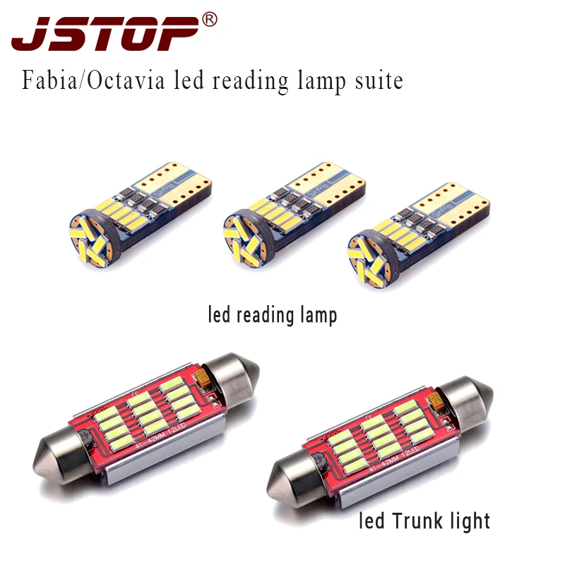JSTOP 5piece/set Fabia Octavia led car reading light 41mm c5w festoon canbus led Trunk light w5w