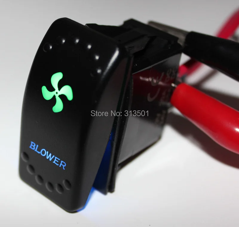 Marine Boat Car Blower Green & Blue Led Light Rocker Switch 5P SPST ON