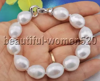 

Z7328 Big 18mm RICE WHITE Freshwater cultured PEARL Bracelet 8inch