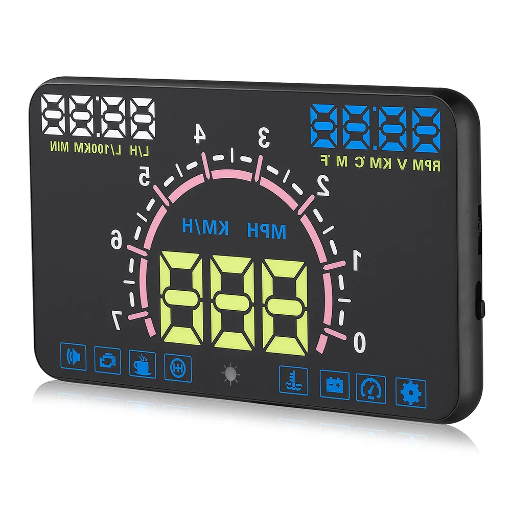 

E350 Car 5.8 Inch OBDII Interface HUD Head Up Display Real-time Voltage Driving Distance Monitor OBD2 Engine Fault Alarm
