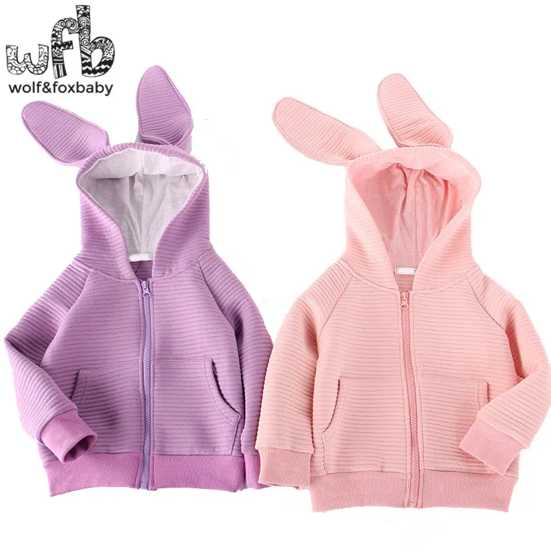 Retail 3 10years Long Sleeve sweatshirt hoodies bunny coat baby kids children girls boys Clothes Infant