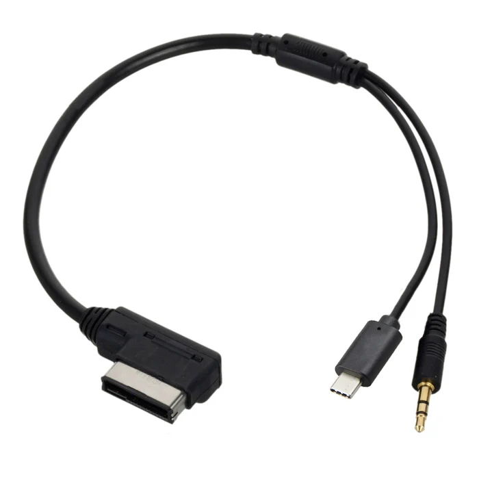 

Media In AMI MDI to Stereo 3.5mm Audio & USB3.1 Type-c USB-C Aux Adapter Cable For Car VW AUDI 2014 A4 A6 Q5 Q7