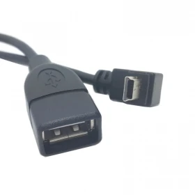 

100pcs 90 degree UP Angled USB Mini-B 5Pin Male to USB Female cable 25cm