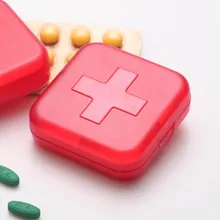 Китайская аптечка, 50 шт./партия, наружная поставка,, мини крестик, четырехрамный набор, пластиковый портативный комплект, 4 отсека, коробка для таблеток
