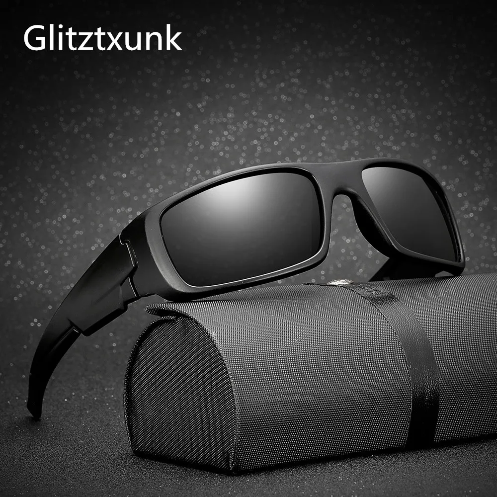 

Glitztxunk Polarized Sunglasses Men Women Brand Designer Driving Square Black Frame Sun Glasses Male Sports Goggle UV400 okular