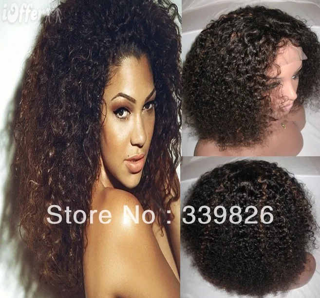 Free style two tone color #1B/30 kinky curl short lace front wigs for black women shipping |