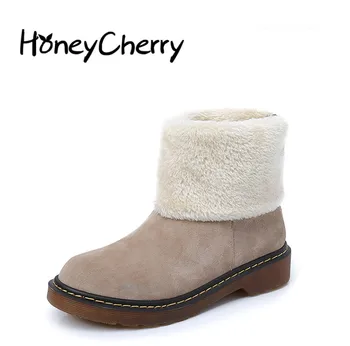 

Autumn And Winter New 2019 Frosted Leather Boots Women's Martin Boots Cotton Boots With Large Size Women's Shoes
