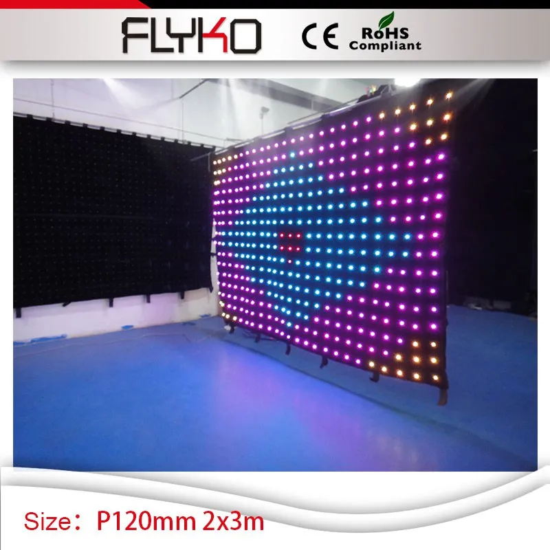 

Charming color free shipping P120mm 2*3m bar background decoration led video 3in1 colorful curtain