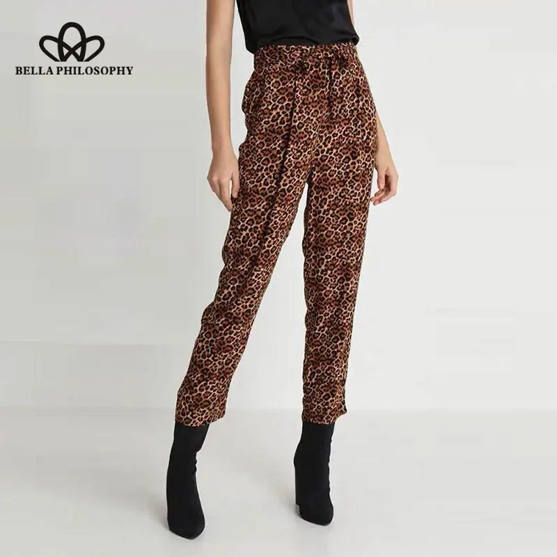 Wonder Spring Leopard Long Pants Animal Print Female Vintage Harem Pants Casual Elastic Waist Lady High Waist Loose Pant 2019
