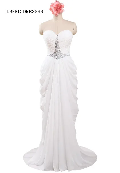 

Sweetheart Ruffled Chiffon Long Prom Dress White Gala Jurken Plus Size Prom Gown Vestidos De Formatura Longo,PD0027