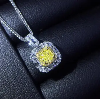 

Fine Jewelry Real Pure 18 K White Gold AU750 100% Natural Yellow Diamonds 0.24ct Pendants for Women Fine Necklace