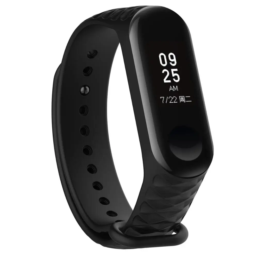 Ремешок силиконовый для Xiaomi Band 3 4 сменный Браслет с ромбовидным узором мужчин и