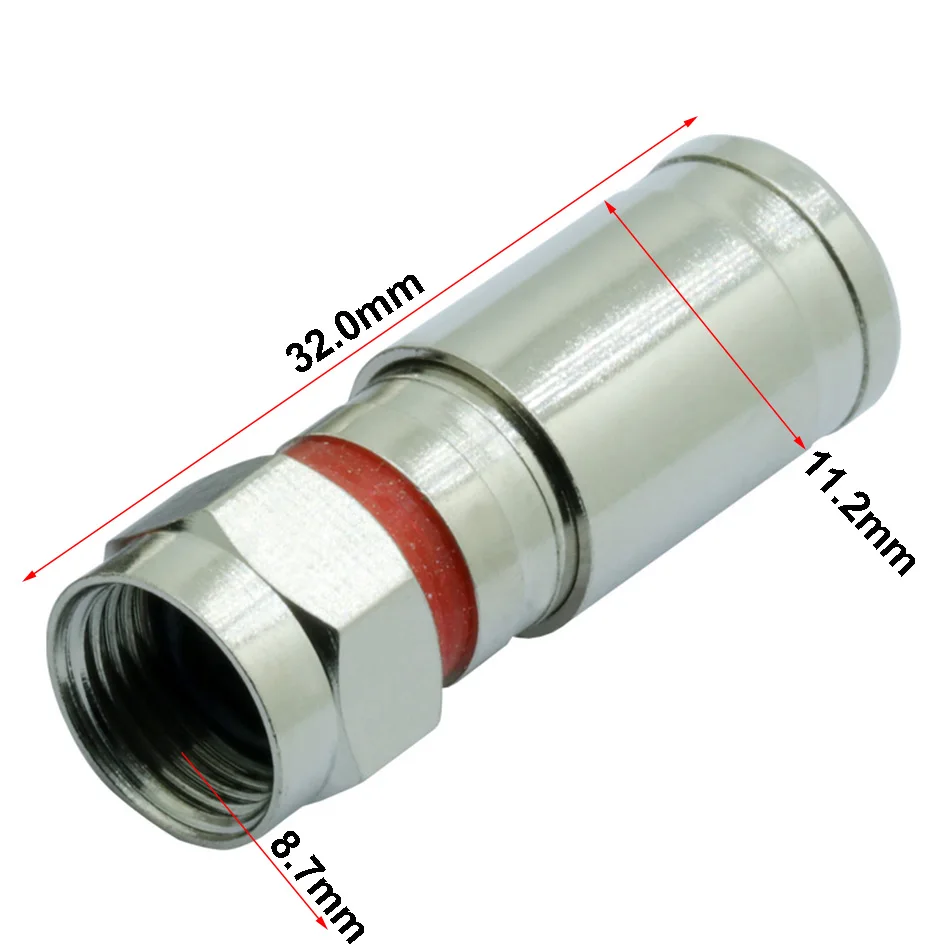 50 шт. F Разъем RG6 ТВ RF коаксиальный Компрессионный фитинг коаксиальный уплотнительное кольцо F Разъем RG6 коаксиальный компрессионный провод F разъем