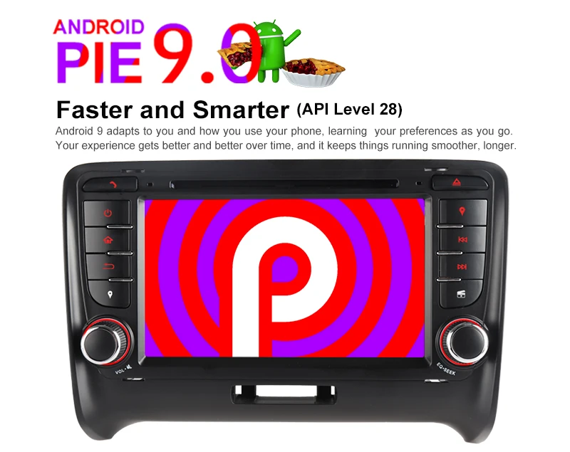 Top A-Sure 7 Inch 2 Din 4 Core 32G Android 9.0 Auto Radio Car Stereo DVD Player GPS Sat Nav Navigation For Audi TT MK2 DAB+ 4G+ WIFI 4