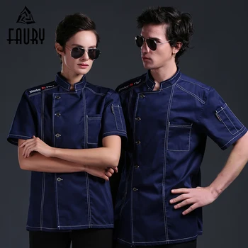 

Professional Chef Jacket Master Chef Uniform Cook Shirt Summer Short Sleeve Kitchen Restaurant Barbershop Hotel Work Clothes