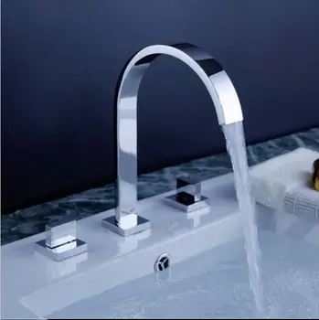 

Polished Chrome Torneira Banheiro Two Handles Deck Mounted Bathroom Widespread Faucet Bathroom Basin sink Mixer Tap 6205