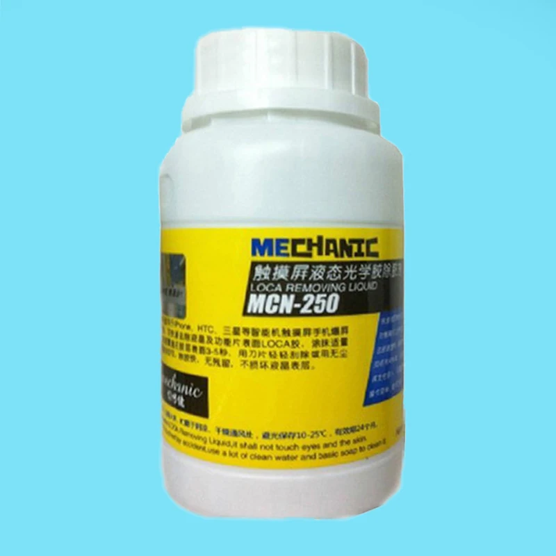 Free shipping 250ml Mechanic MCN-250 LCD uv glue remover for LOCA glue samsung iphone and other screen separator mahine