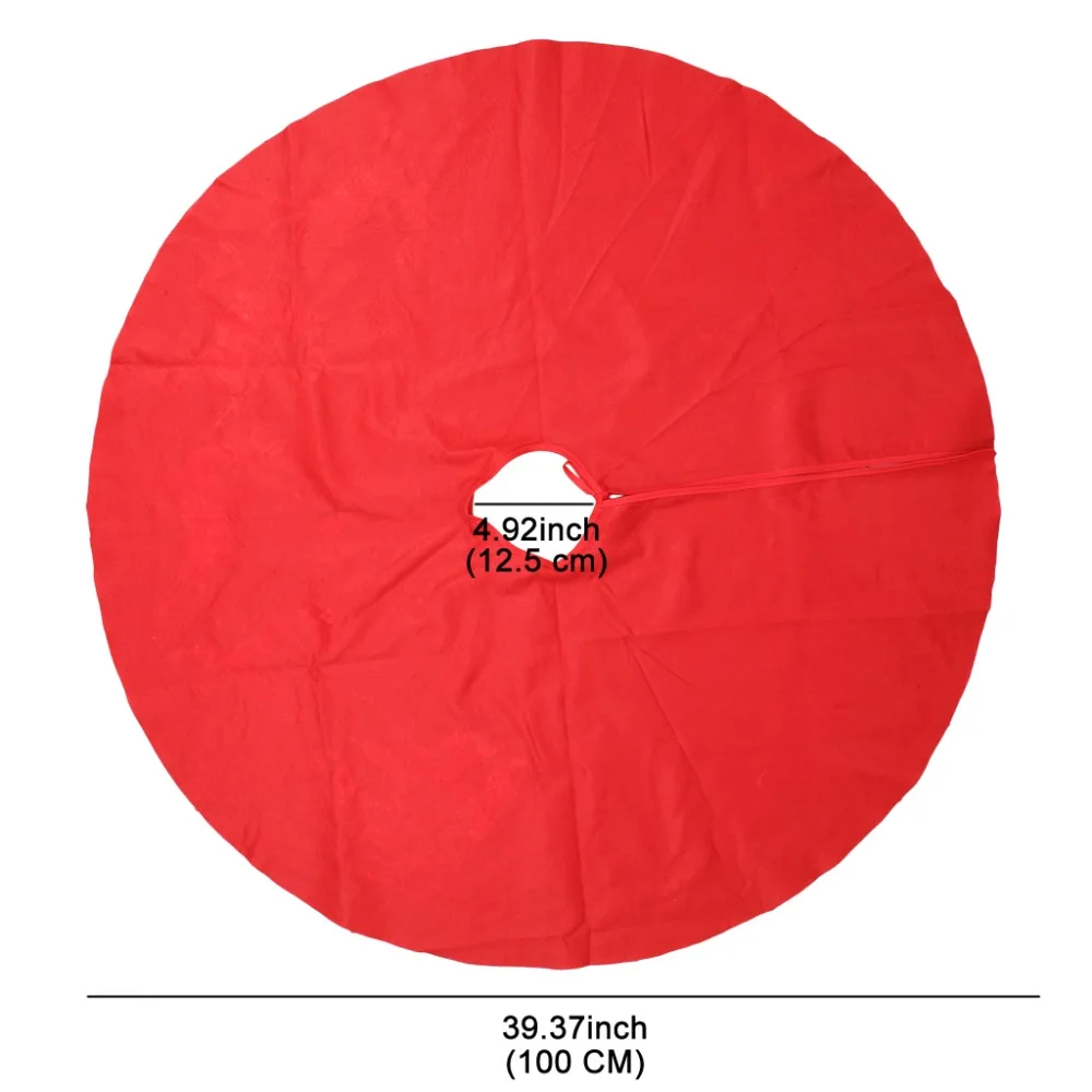 Christmas Tree Skirt Decorative Cover With Xmas Elk Red Round Fabric Mat For Tree Decoration 39 inch (4)