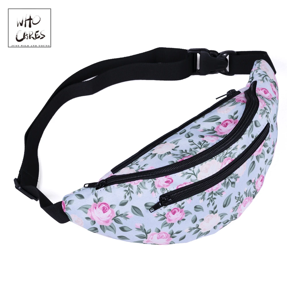 

WHO CARES peony flower pattern Women Fanny Packs Printing Female Belt Multipocket Bag Waist Packs Travelling bags