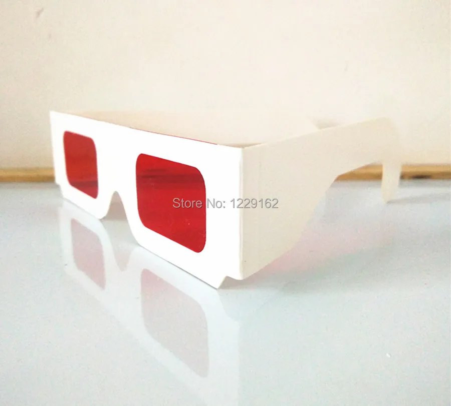100 шт./лот) Многоразовые белые бумажные 3D очки бумажная рамка красные/красные линзы 3d декодер очки для продвижения