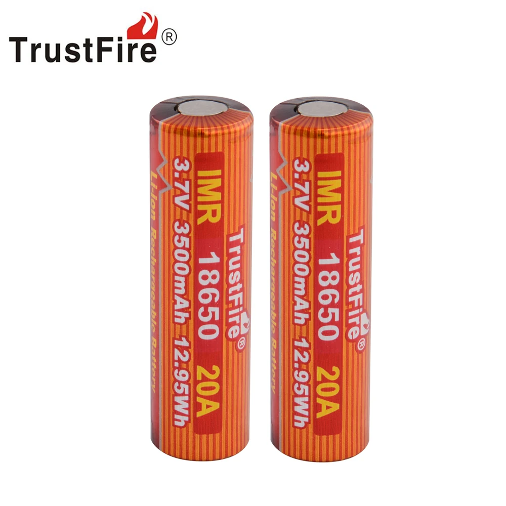 

2pcs/lot TrustFire IMR 18650 20A 3.7V 3500mAh 12.95Wh High-Rate Rechargeable Li-ion Battery For E-cigarette LED Flashlight