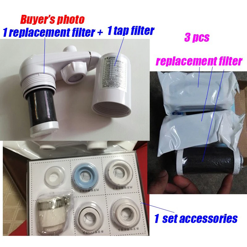 Tap Water Filter 3 pcs Replacement Filter Coconut Activated Carbon Filter Treatment Faucet Tap Filter Water Purifer Treatment (8)
