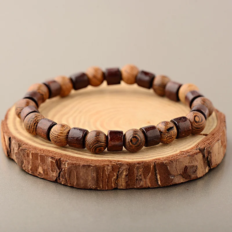Nový klasický přírodní dřevo korále náramky pro ženy meditace modlitba sliver om přívěsek náramek muži dřevěný joga šperků