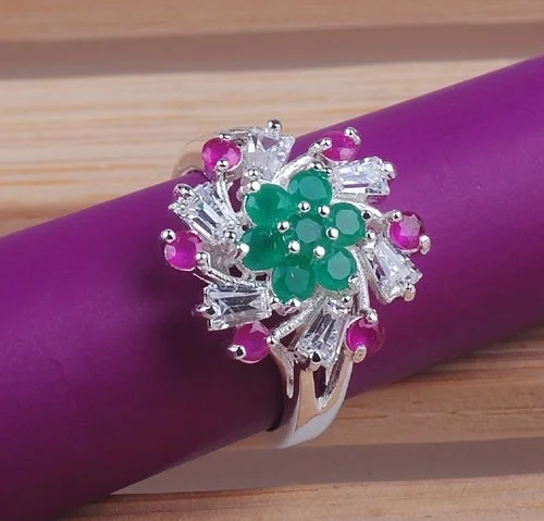 Yi qi pin Ювелирные изделия принцессы 3.2CT вырезать огромный Серебряный микс Цвет