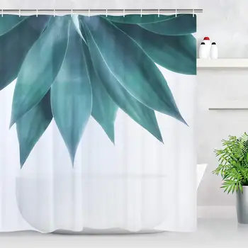 

Vintage Shower Curtain Water Color Print Bathroom Curtain Abstract Palm Leaves Bathroom Decor Set Bathroom Accessory with Hooks