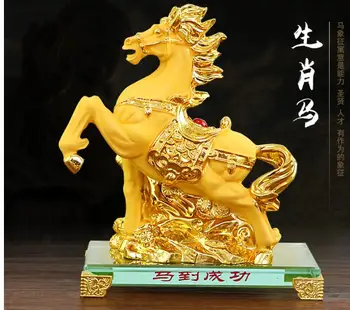 

VELVET GOLD Crystal base Alluvial gold Horse Achieve immediate victory Recruitment Crafts Hand Decoration home statues sculpture