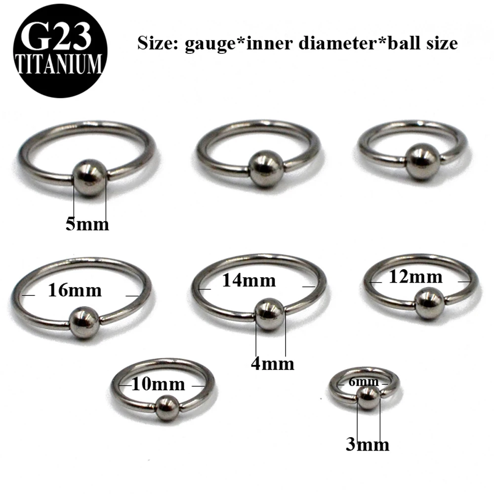 

1Pcs Grade G23 Titanium Captive Bead Ring Nose Rings Hoop Helix Daith Cartilage Tragus Earrings Nipple Eyebrow Body Piercing