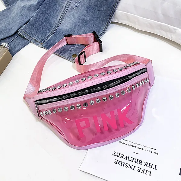 Новая розовая поясная сумка для девочек, портативная спортивная сумка, модный ремень, прозрачная посылка, пляжная сумка, Женская Лазерная сумка на плечо - Цвет: pink