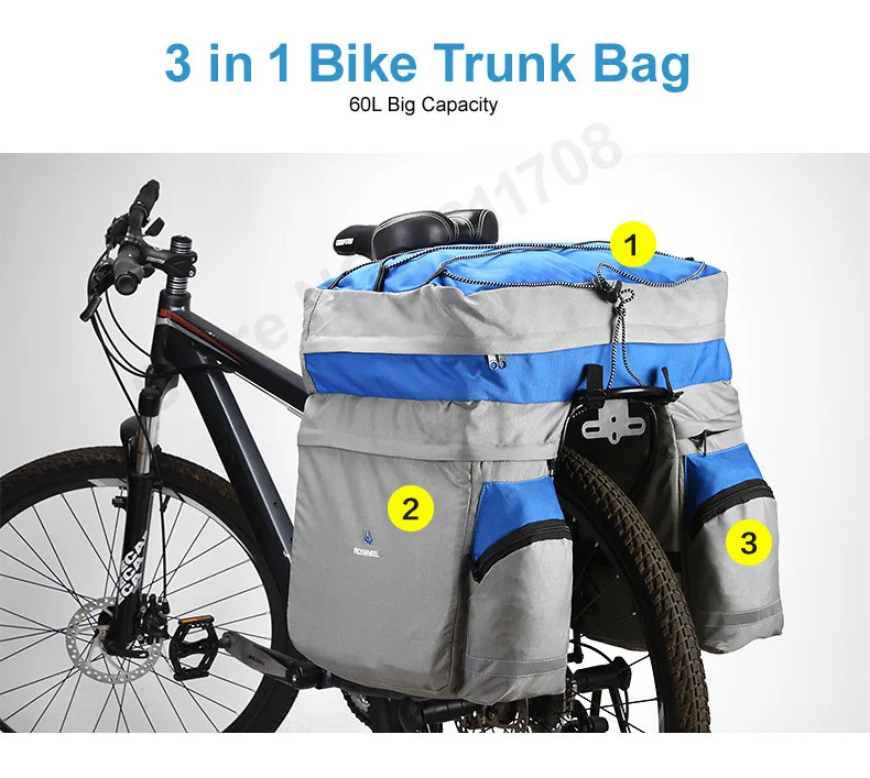 Sale ROSWHEEL 60L Waterproof Bicycle Panniers with Rain Cover Bike Bags Double Side Rear Rack Tail Seat Trunk Bag Pannier 4 Sale ROSWHEEL 60L Waterproof Bicycle Panniers with Rain Cover Bike Bags Double Side Rear Rack Tail Seat Trunk Bag Pannier 4