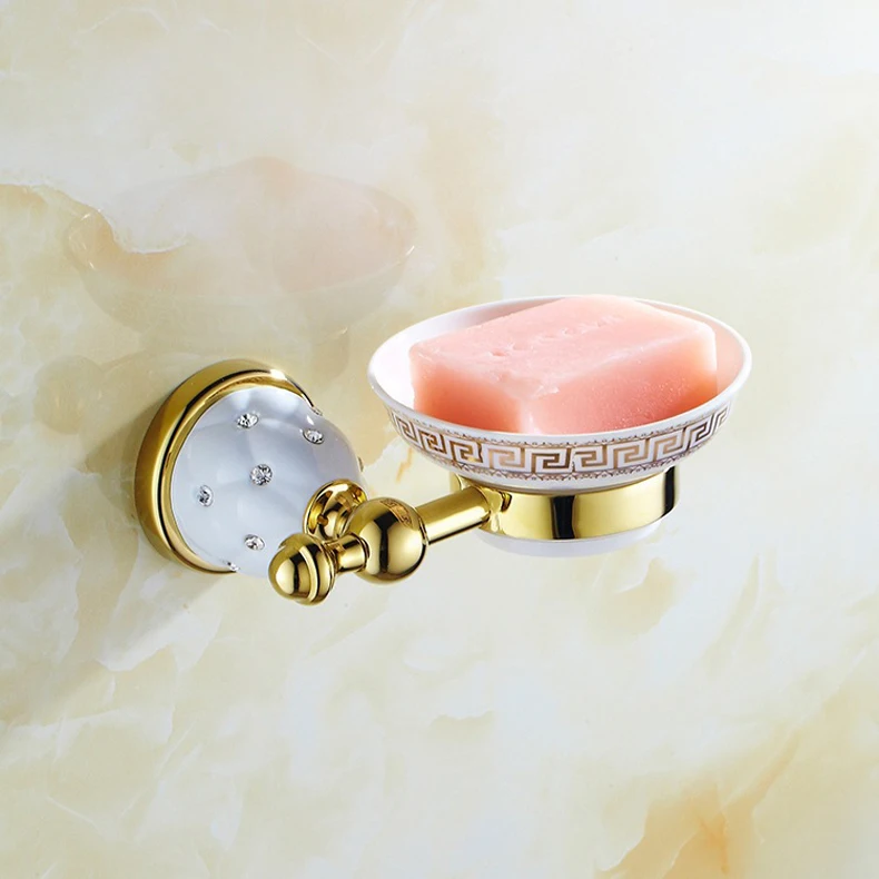 Free Shipping European Style Gold Plated Diamond Bathroom Soap Holder
