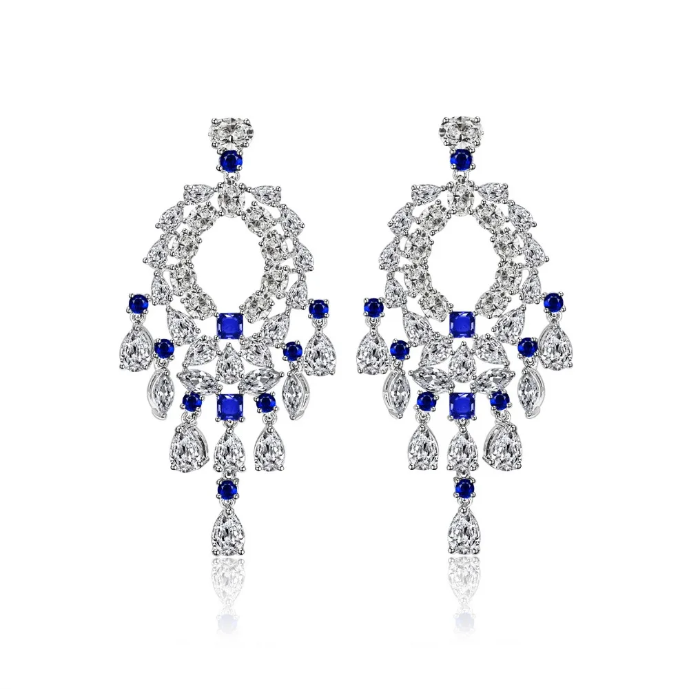 

European and American Big Brand New Fashion exaggerated big CZ stone women dangle earrinsg elegant Drop Earrings HF10429