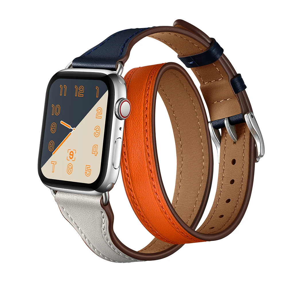 Двойной тур для наручных часов Apple Watch версии 40 мм 44 38 42 Италия Кожаный ремешок